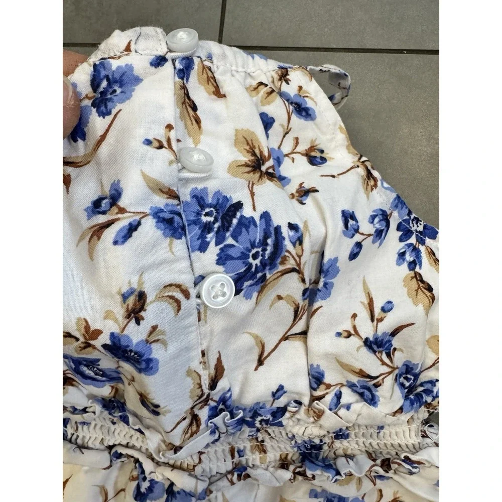 Janie and Jack Floral Jumpsuit 12-18 Months Blue Ruffles Cute Summer Beach Vacay